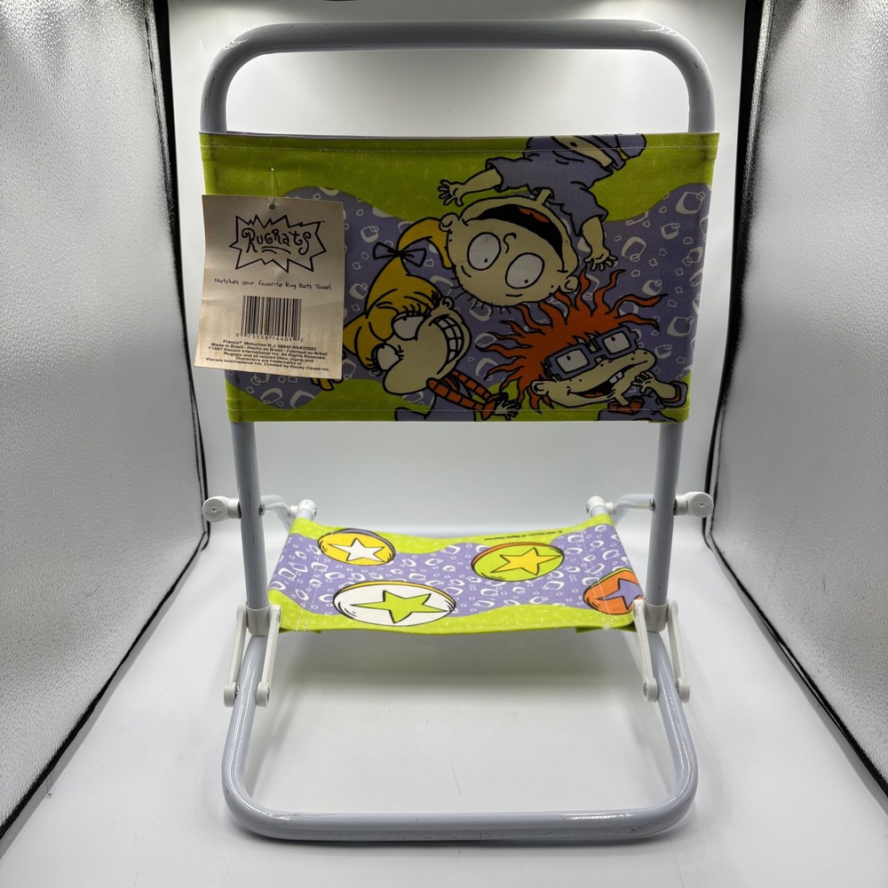 Rugrats Sand Chair Kids Purple Green Vintage 1997 Nickelodeon Folding NOS tags - Picture 7 of 12